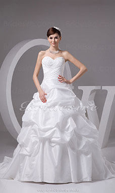 Ball Gown Sweetheart Chapel Train Sleeveless Taffeta Wedding Dress