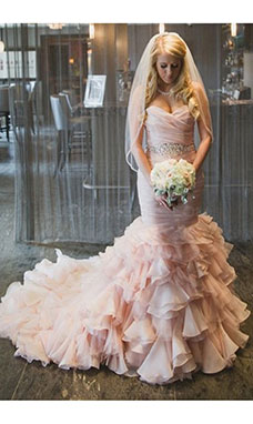 Trumpet/Mermaid Sweetheart Sleeveless Organza Wedding Dress
