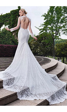 Trumpet/Mermaid Sweetheart Long Sleeve Lace Wedding Dress
