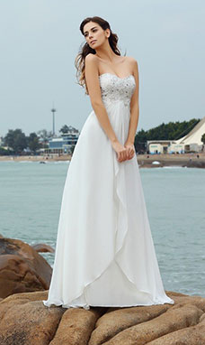 A-line Sweetheart Sleeveless Chiffon Wedding Dress