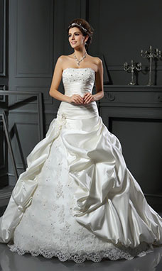 Ball Gown Sweetheart Sleeveless Satin Wedding Dress
