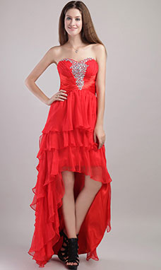 A-line Spaghetti Straps Ankle-length Organza Evening Dress