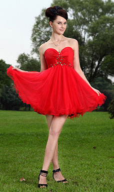 Princess Sweetheart Knee-length Tulle Homecoming Dress