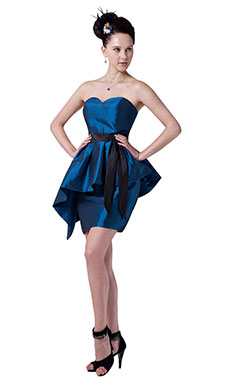 A-line Halter Knee-length Taffeta Homecoming Dress