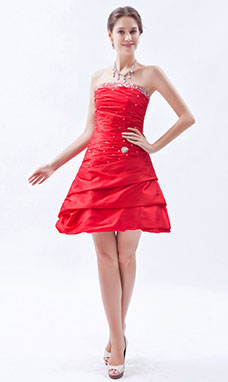 A-line Spaghetti Straps Tea-length Organza Homecoming Dress