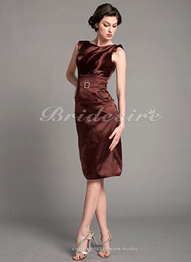 Sheath/ Column Stretch Satin Knee-length Mother of the Bride Dress