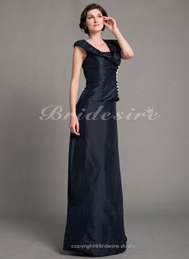 Sheath/Column Taffeta Floor-length V-neck Mother of the Bride Dress