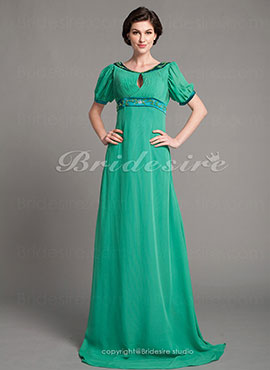 A-line Stretch Satin And Chiffon Floor-length Scoop Mother of the Bride Dress