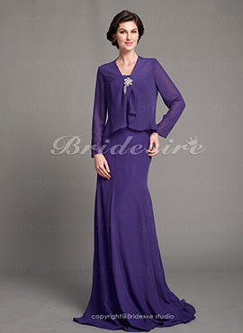 Trumpet/ Mermaid Chiffon Floor-length Strapless Mother of the Bride Dress With A Wrap