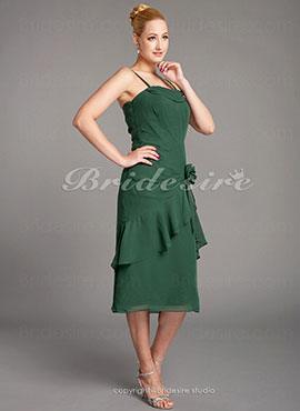 A-line Chiffon Tea-length Spaghetti Straps Mother of the Bride Dress