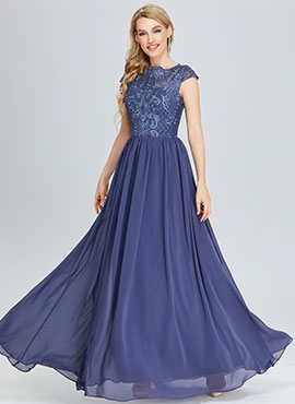 A-line Scoop Floor-length Chiffon Bridesmaid Dress with Lace