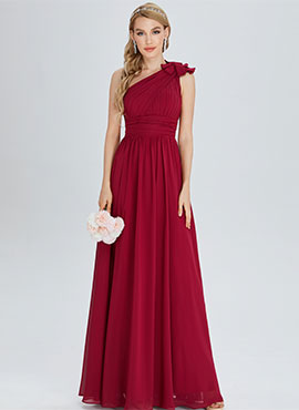 A-line One Shoulder Floor-length Chiffon Bridesmaid Dress