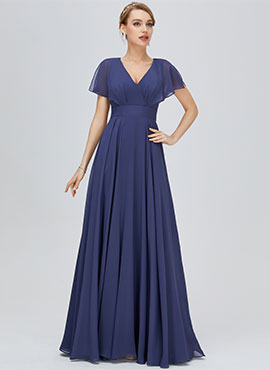 A-line V-neck Floor-length Sleeveless Chiffon Bridesmaid Dress