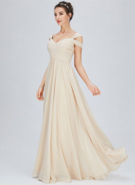 A-line V-neck Floor-length Chiffon Bridesmaid Dress