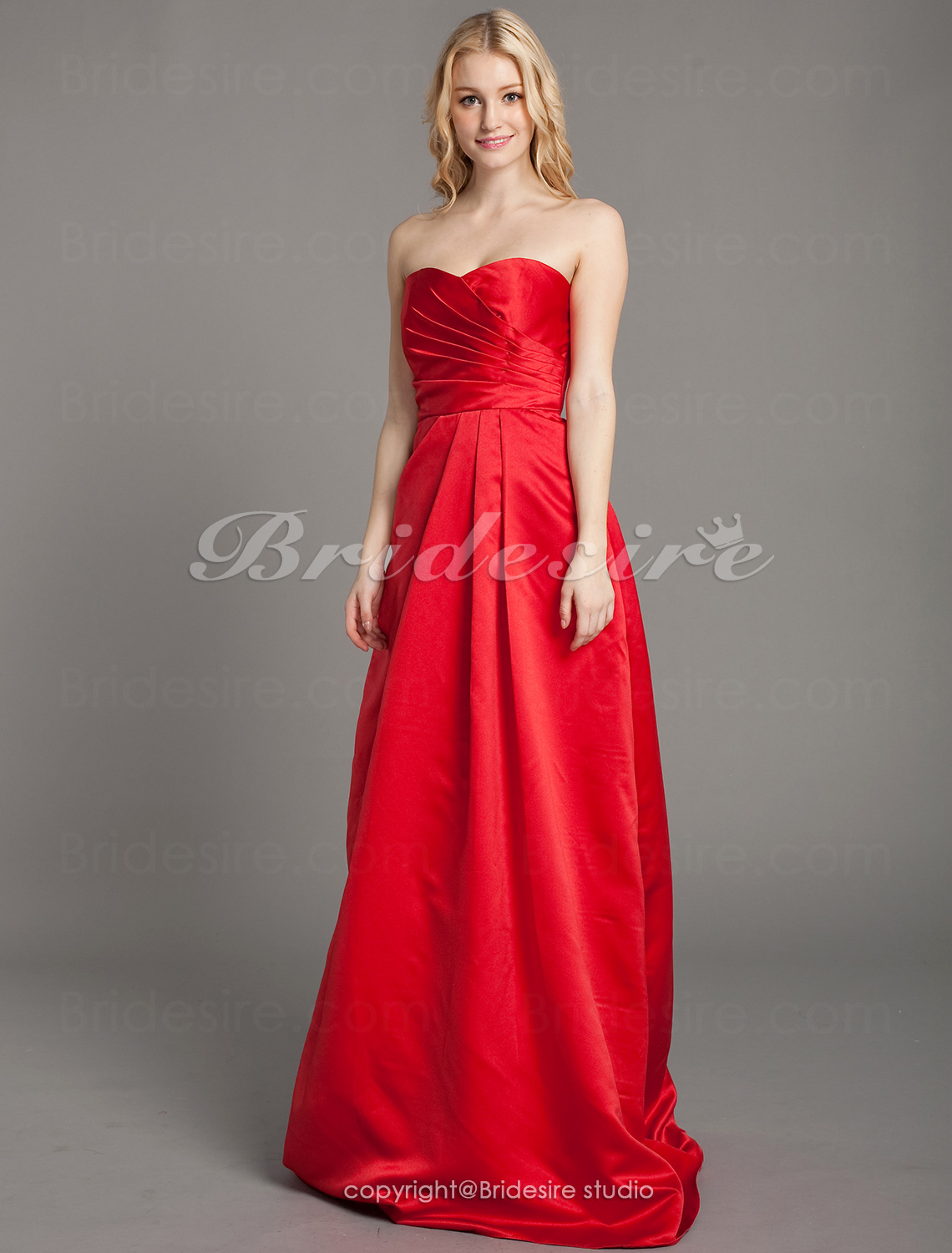 A-line Satin Floor-length Sweetheart Bridesmaid Dress