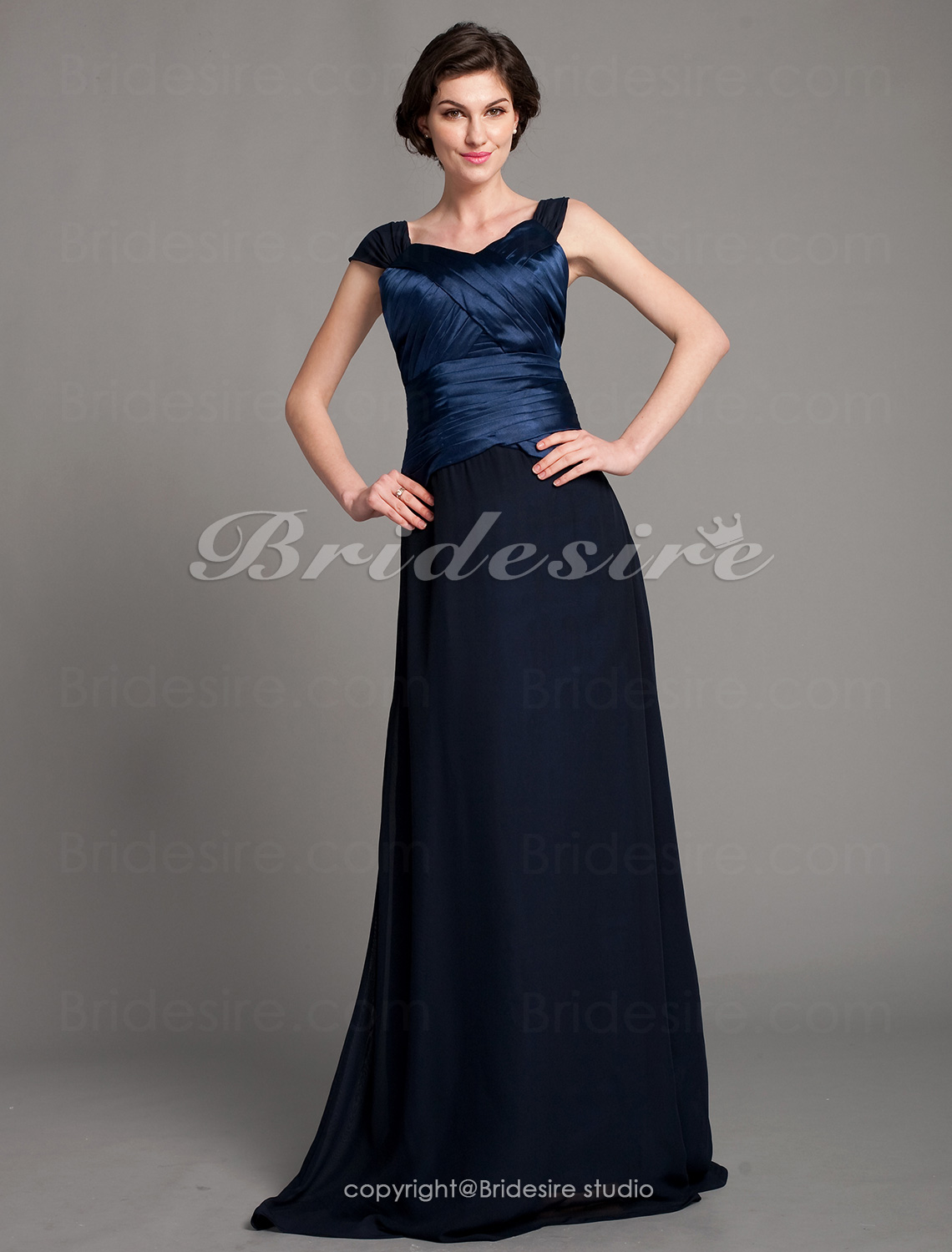 A-line Chiffon And Stretch Satin Floor-length Straps Mother of the Bride Dress