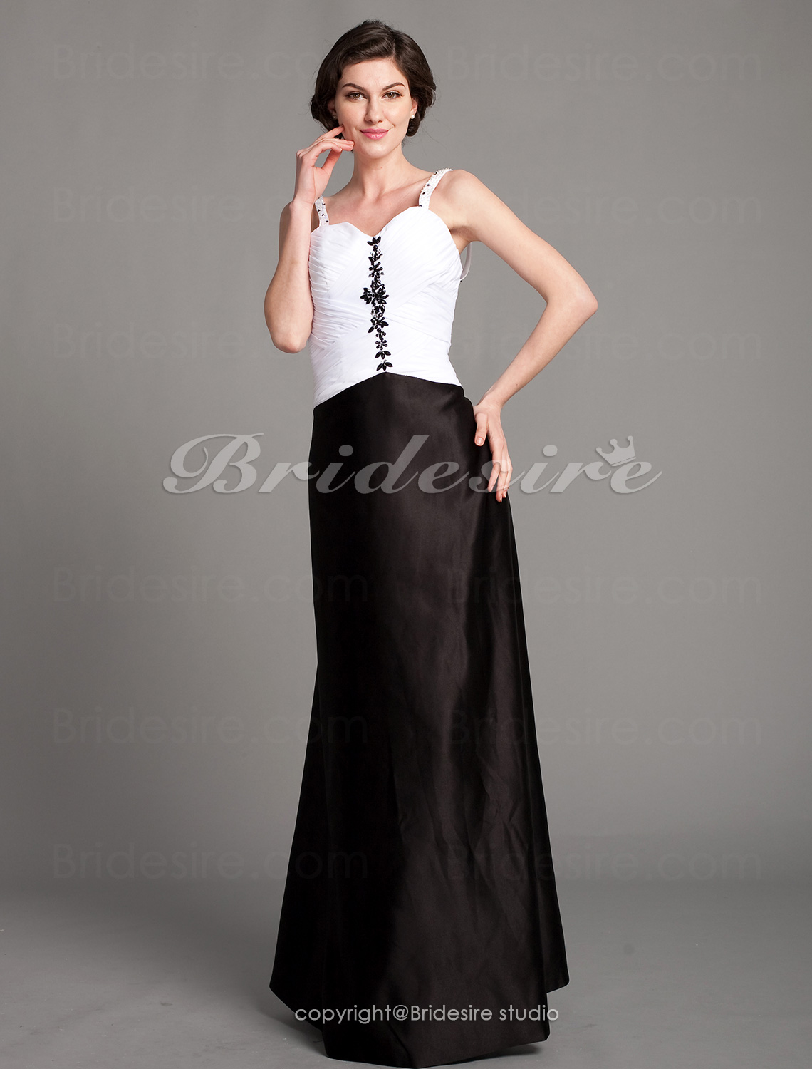 A-line Stretch Satin Floor-length Spaghetti Straps Mother of the Bride Dress