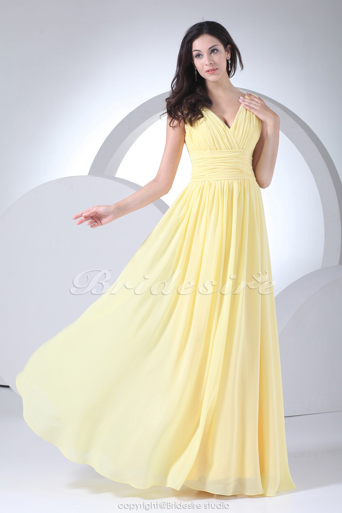 pale yellow chiffon dress