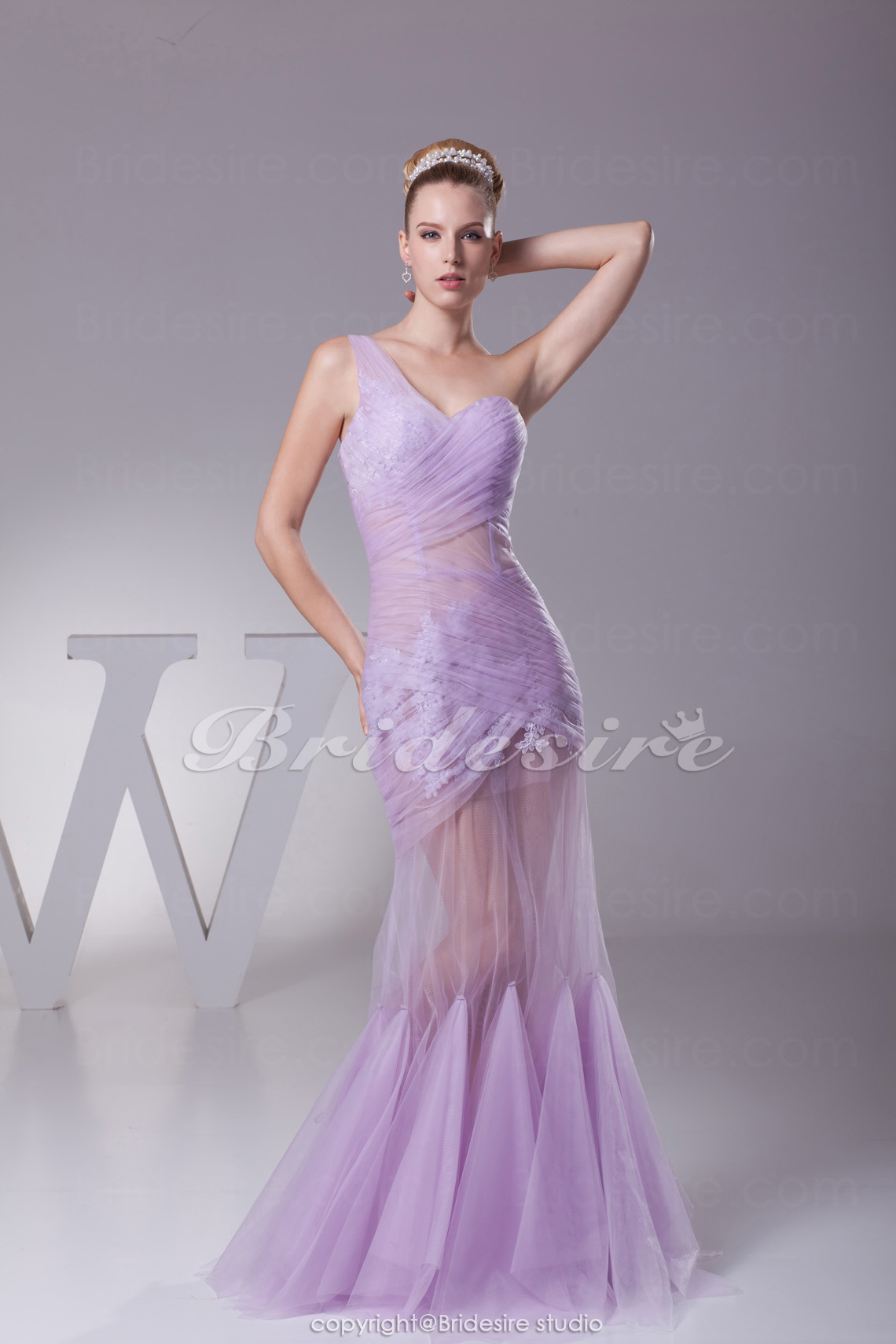Trumpet/Mermaid One Shoulder Floor-length Sleeveless Organza Dress