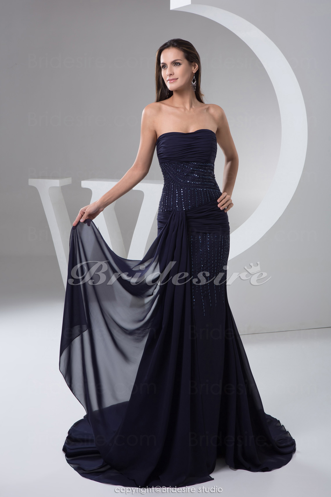 Bridesire Trumpet Mermaid Strapless Floor length Sweep 