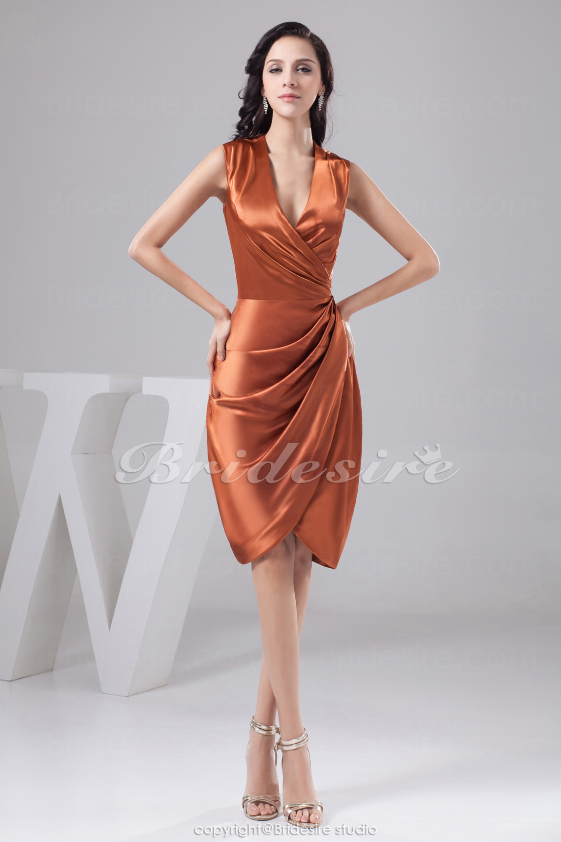 sheath column v neck dress