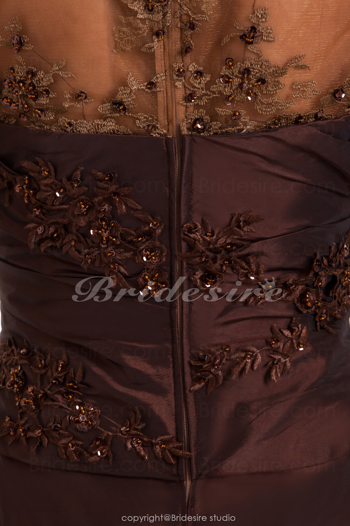 A-line V-neck Floor-length Sweep Train Long Sleeve Satin Mother of the Bride Dress