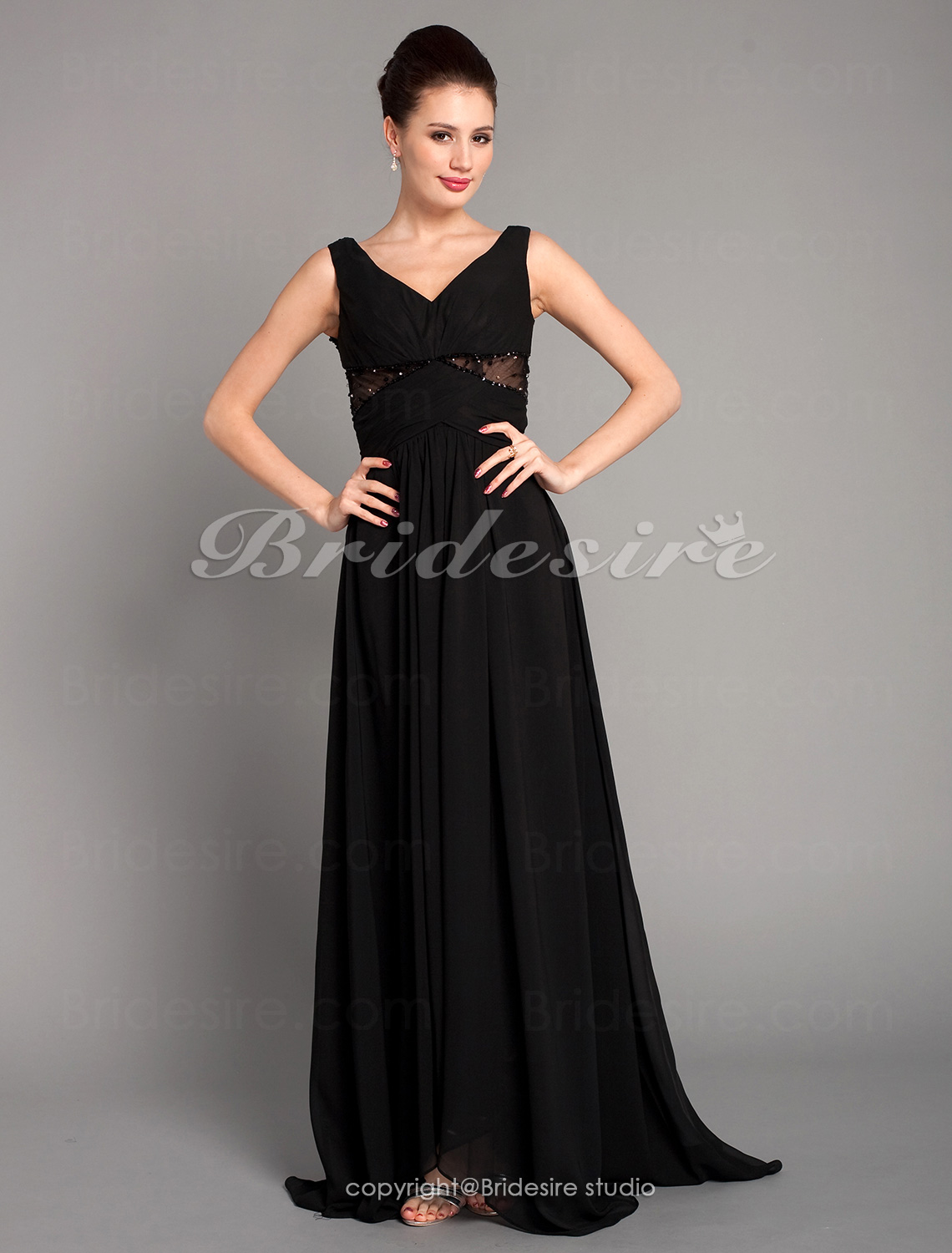 A-line Chiffon Floor-length V-neck Evening Dress inspired by Sex and the City