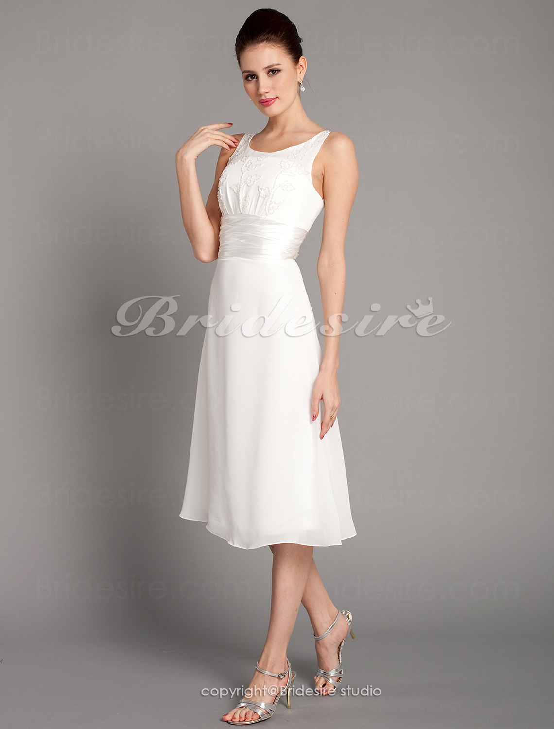 tea length sheath wedding dress