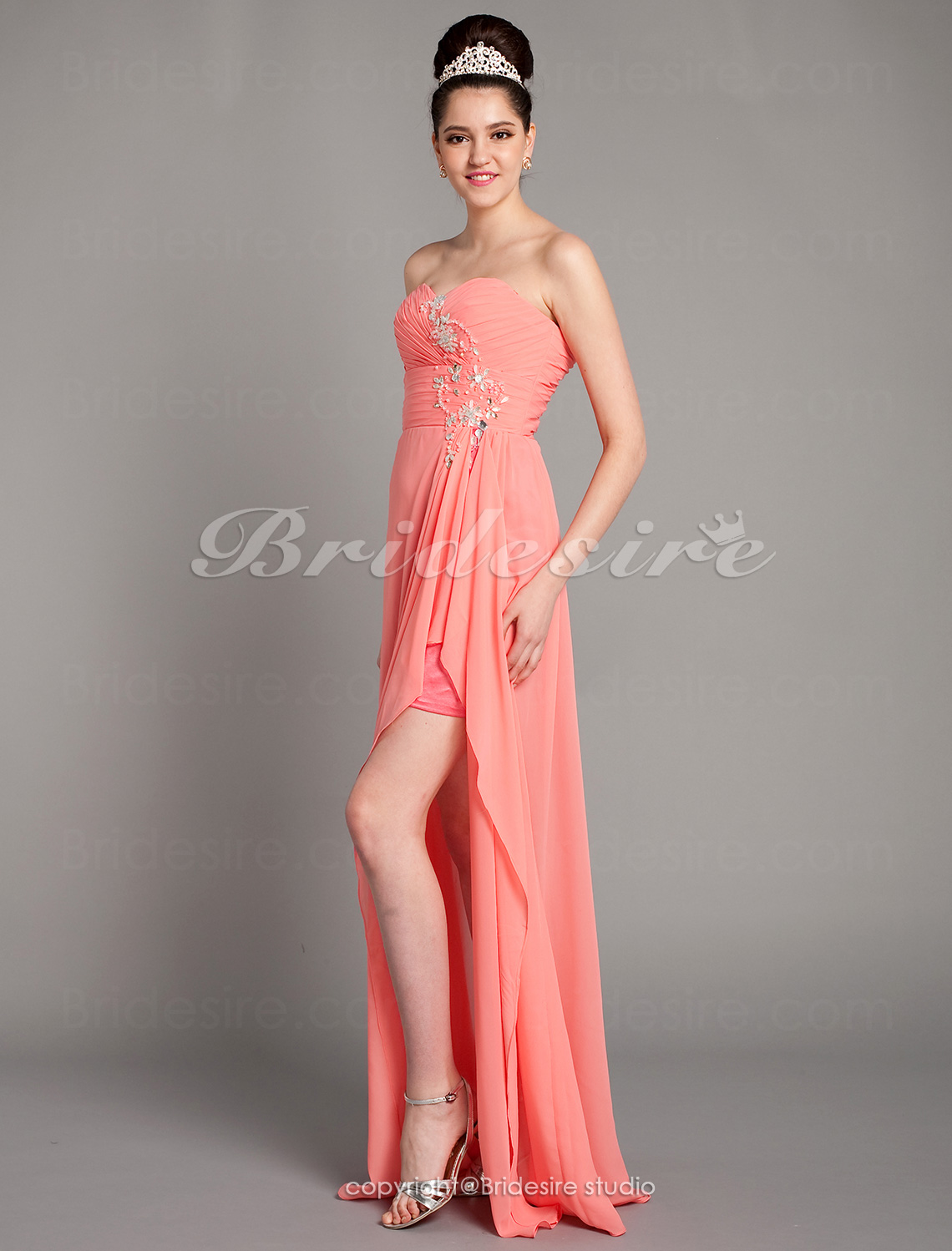 Sheath/Column Chiffon Asymmetrical Sweetheart Evening Dress