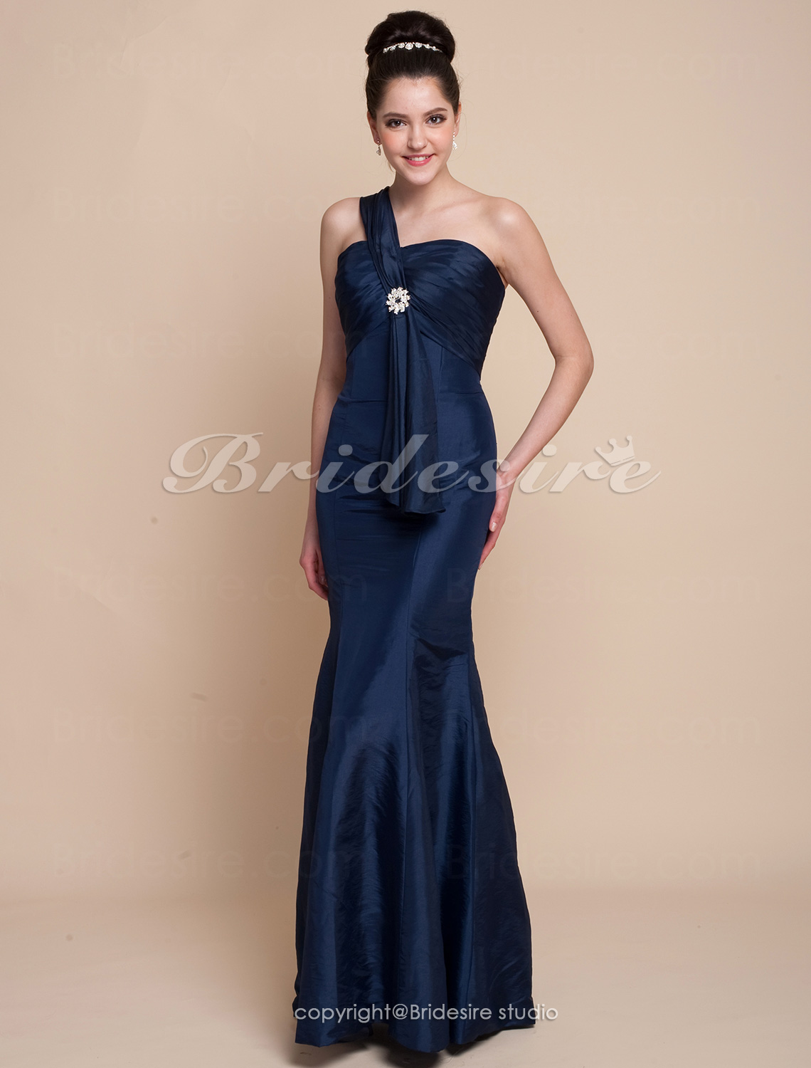 Trumpet/ Mermaid Taffeta Floor-length One Shoulder Bridesmaid Dress