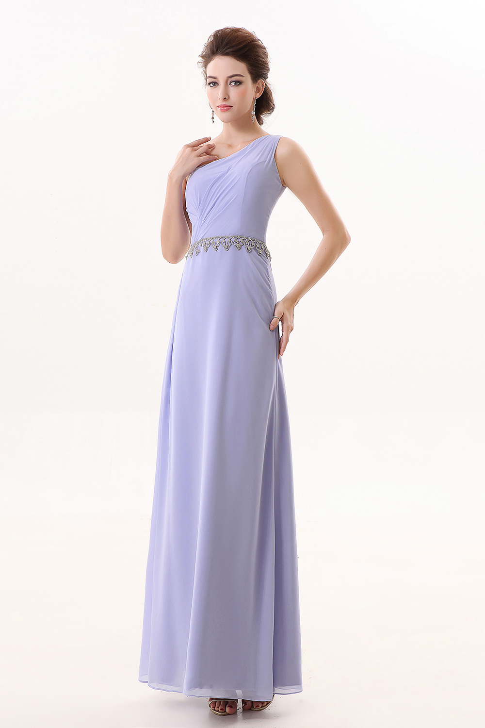 A-line One Shoulder Ankle-length Chiffon Bridesmaid Dress