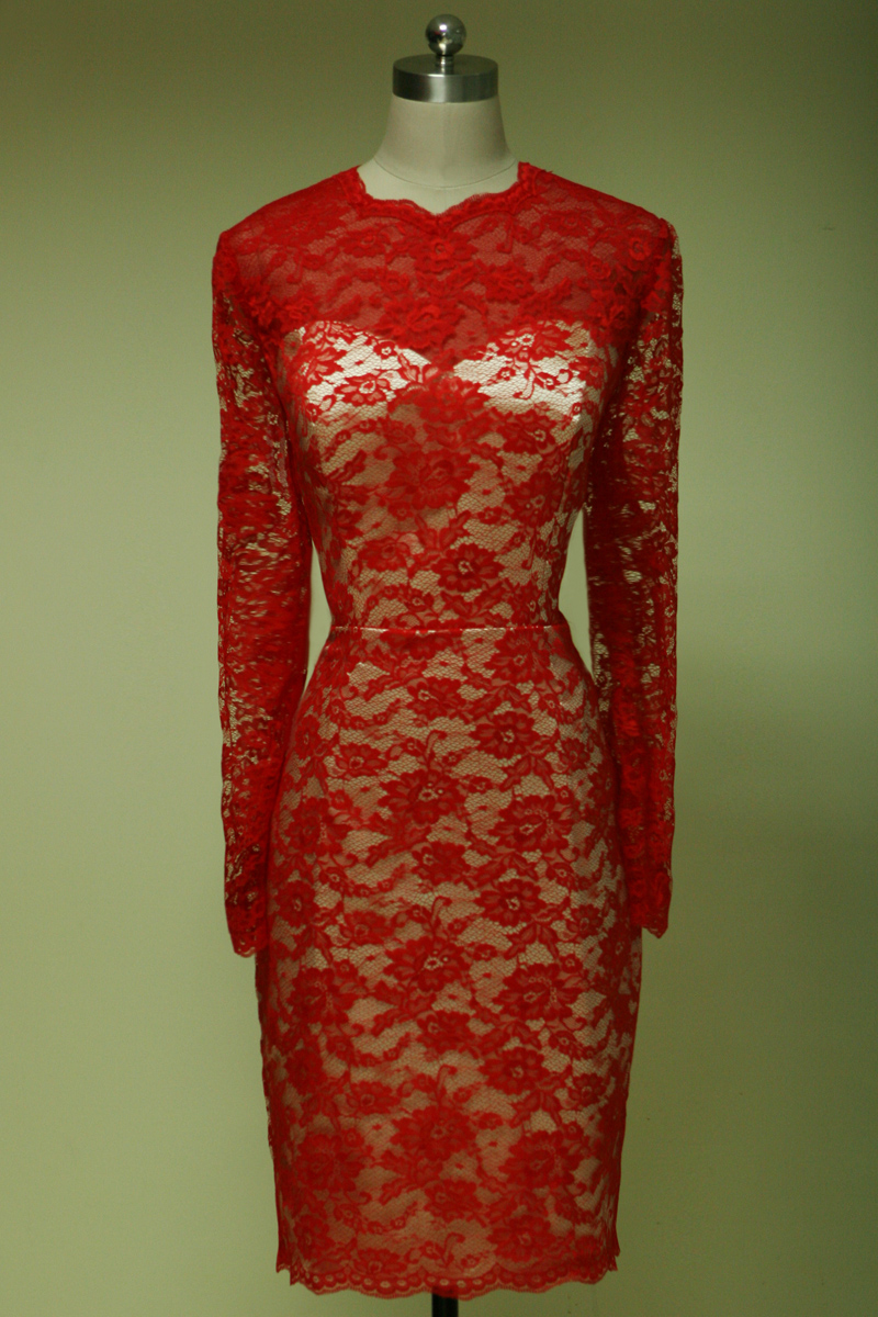 Sheath/Columnn Square Ankle-length Lace Evening Dress